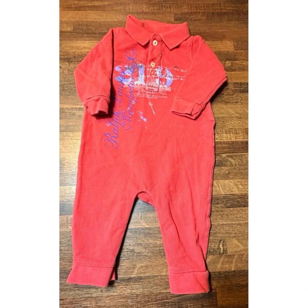 Vintage Ralph Lauren Y2K one piece polo style outfit. Size 6 months.